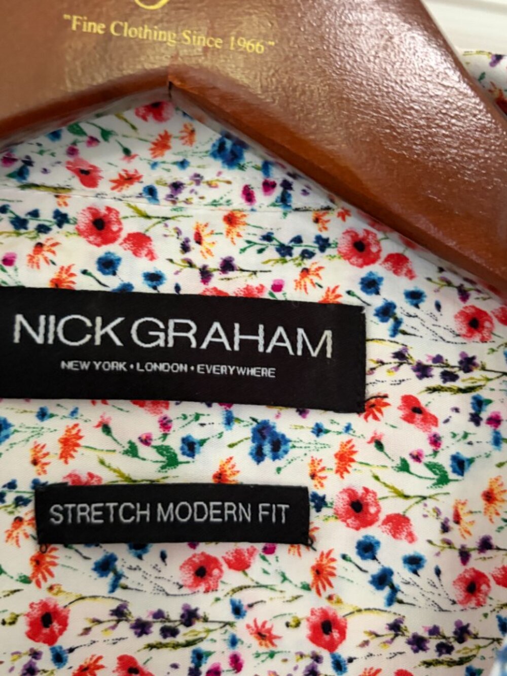 Nick Graham Floral Shirt Size Small 14.5" 32-33" Cotton - Picture 5 of 8